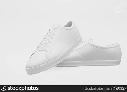 White shoes isolated on white background. Minimal concept idea. 3D rendering.