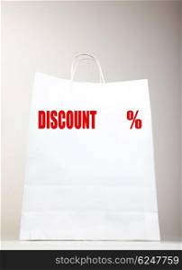 White Shopping Bag with DISCOUNT text