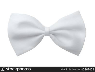 White silk bow tie isolated on white
