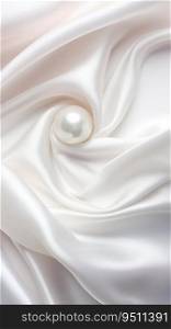 White Silk Fabric Cradling a Single Shimmering White Pearl. Generative ai. High quality illustration. White Silk Fabric Cradling a Single Shimmering White Pearl. Generative ai