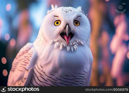 White Snowy Owl.  Generative AI 