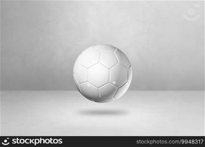 White soccer ball isolated on a blank studio background. 3D illustration. White soccer ball on a blank studio background