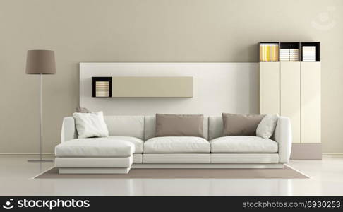 White sofa in a minimalist lounge - 3d rendering