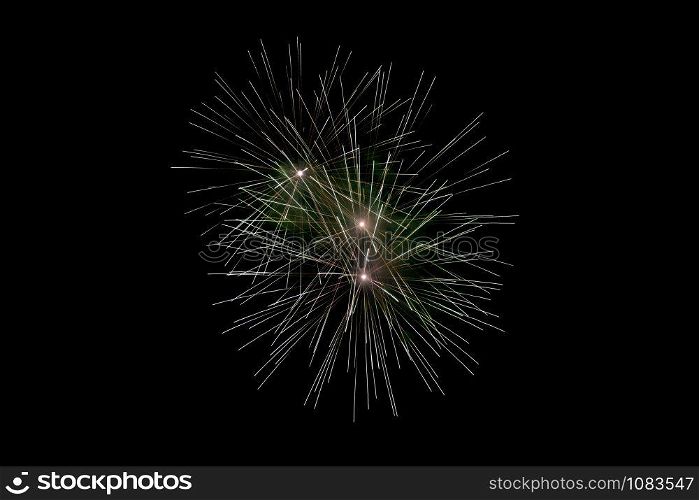 White Sparkling Fireworks Background on Night Scene. Fireworks background and smoke on sky