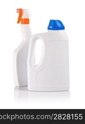 white spray and bottle for cleaning