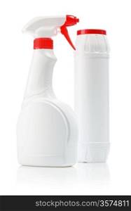 white spray and bottle of gel