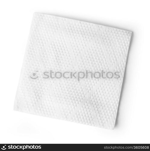 White Square Bar Napkin Isolated on White Background. with clipping path