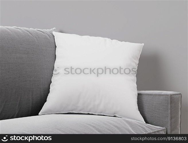 White square pillow mock up. Blank pillow template for your design presentation. Close-up. 3D rendering. White square pillow mock up. Blank pillow template for your design presentation. Close-up. 3D rendering.
