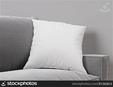 White square pillow mock up. Blank pillow template for your design presentation. Close-up. 3D rendering. White square pillow mock up. Blank pillow template for your design presentation. Close-up. 3D rendering.
