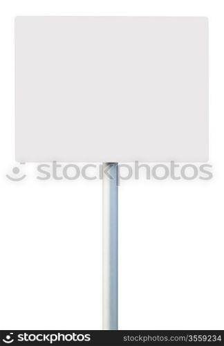 white square sign on post pole (isolated on white background, ready for your design)