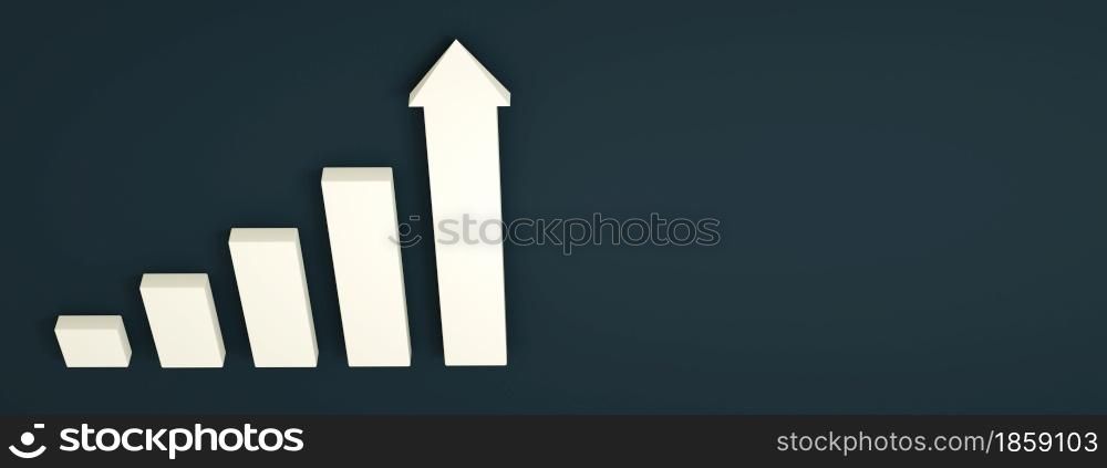white stair step to growth success, 3d rendering, progress way, panoramic layout