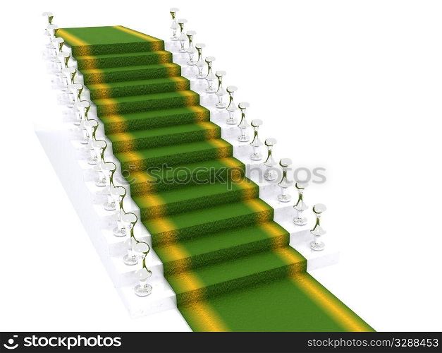 white stair with carpet. 3d