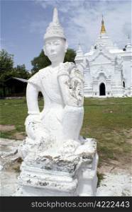 White statue and temple in Mingun, Mandalay, Myanmar