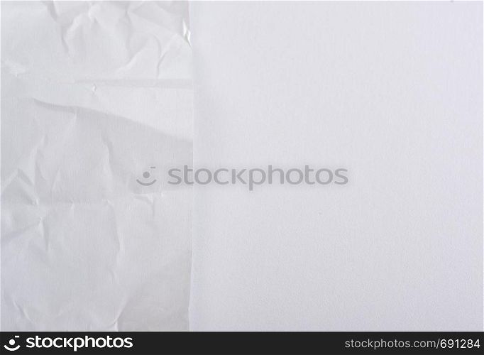 white strip of paper on a white background, copy space