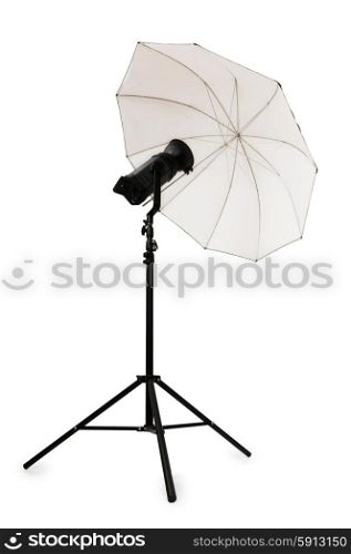 White studio umbrella isolated on the white