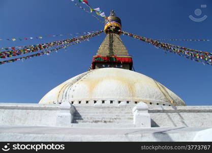 White stupa Bodnath in Kathmandu, Nepal