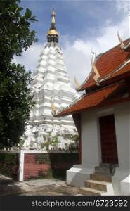 White stupa in monastery, Chiang Mai, Thailand