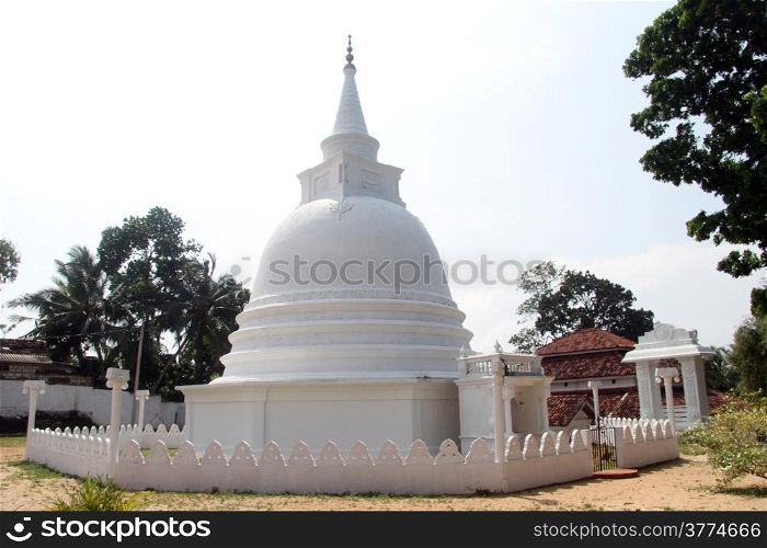 White stupa in Sapugoda temple in Beruwala, Sri Lanka