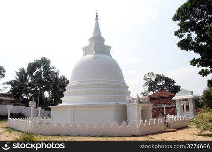 White stupa in Sapugoda temple in Beruwala, Sri Lanka