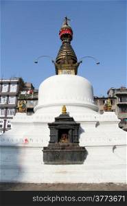 White stupa in the residential district of Kathmandu
