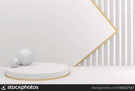 White style, Podium minimal geometric. 3D rendering