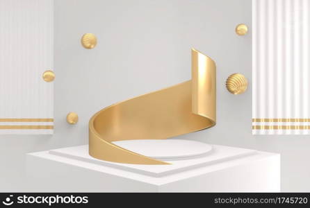 White style, Podium minimal geometric. 3D rendering