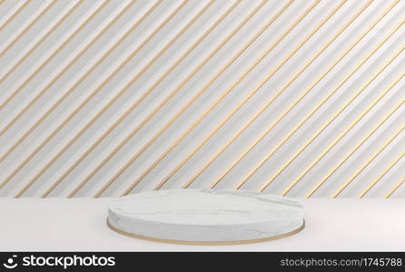 White style, Podium minimal geometric. 3D rendering