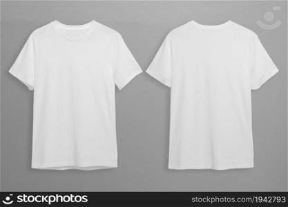 White t-shirts with copy space on gray background