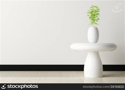 white table and white vase