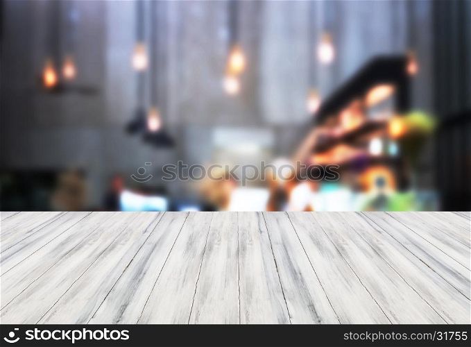 White table top wooden with blurred background. product display template