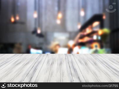 White table top wooden with blurred background. product display template