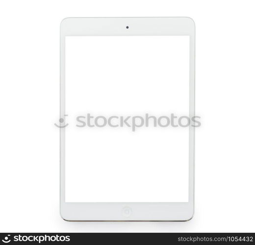 White tablet computer isolated on over white background