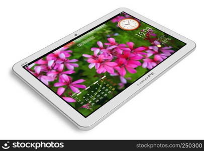 White tablet computer isolated on white background