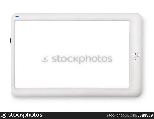 White tablet PC with blank screen isolated on white