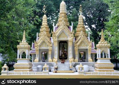 White temple buddhist shrine in Dusit park, Bangkok, Thailand