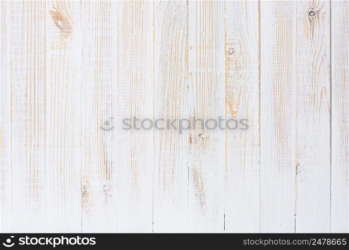 White texture of vintage wooden planks table background top view