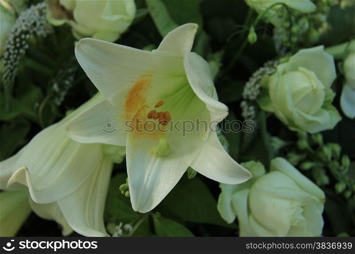 White tiger lily in a bridal arrangement