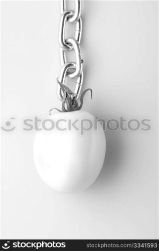 White tomato with a chain
