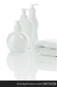 white towel and bottles