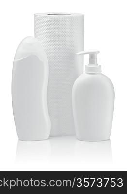 white towel and bottles for care