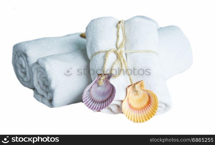 white towel for hotel bathroom on white background