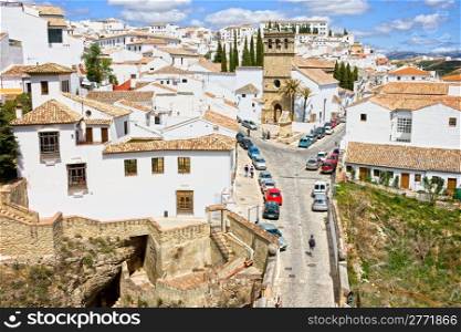 White Town (Pueblo Blanco) of Ronda medieval residential architecture in Spain, Andalusia region.