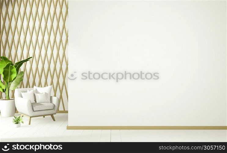 White tropical zen room interior design, mock up room japan style.3D rendering