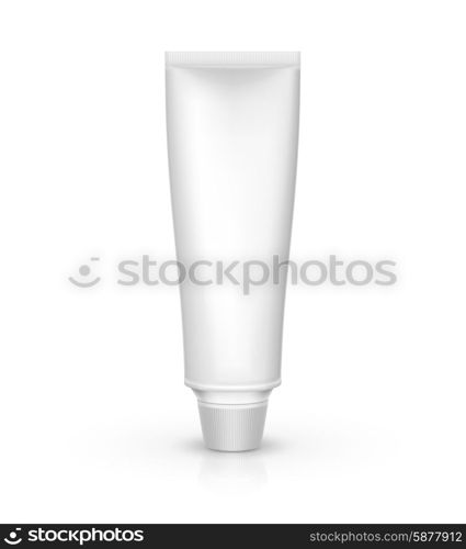 White tube mock-up for cream, tooth paste, gel, sauce, paint, glue. Vector illustration EPS 10