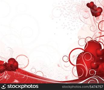 White valentines background with hearts, pattern, ornate and stars