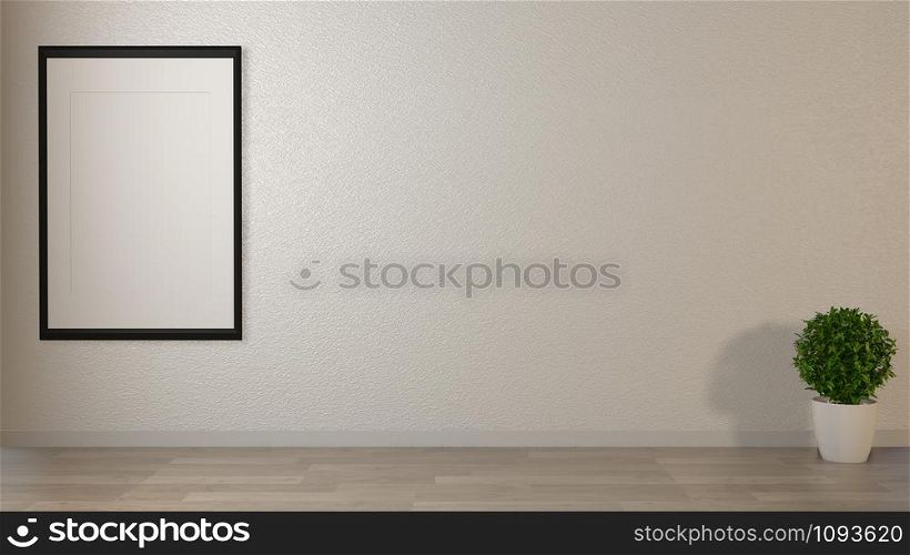 white wall and wooden floor,3d rendering