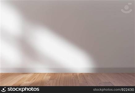 White wall and wooden floor mock up, copy space, 3d rendering