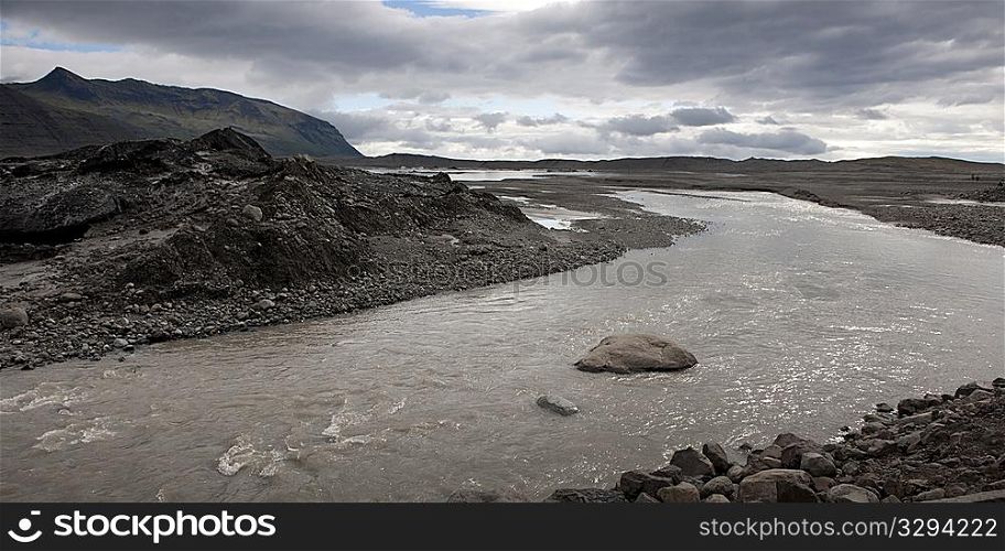 White water river running through rocky riverbed,
