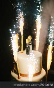 White Wedding Cake Fireworks