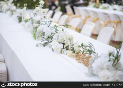 White wedding flower background and wedding decoration